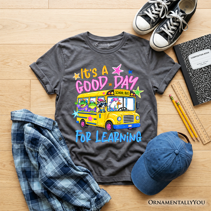 Kids School Bus Good Day for Learning T-Shirt, Funny Back to School Youth Tee - Dashing Nova