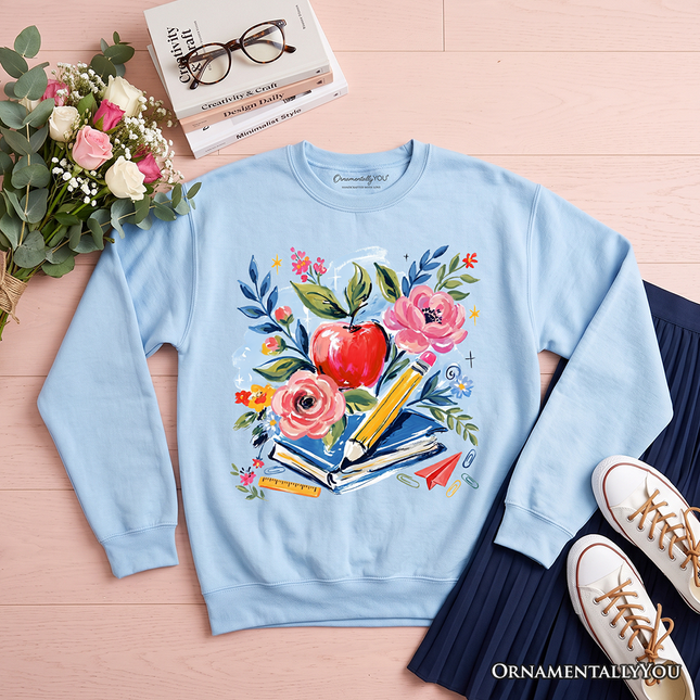 Boho Floral Teacher Sweatshirt, Watercolor Back to School Sweater - Dashing Nova