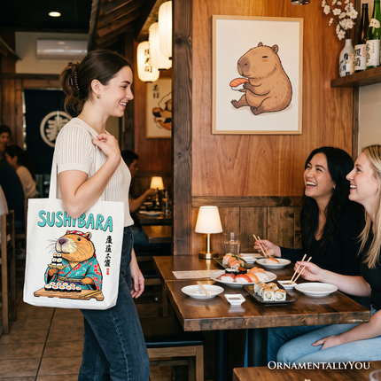Sushibara Capybara Tote Bag, Funny Sushi Animal Gift Shopper - Dashing Nova