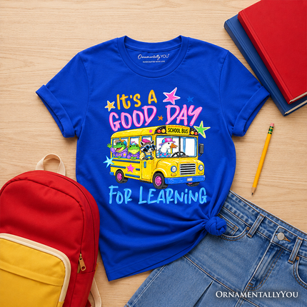 Kids School Bus Good Day for Learning T-Shirt, Funny Back to School Youth Tee - Dashing Nova