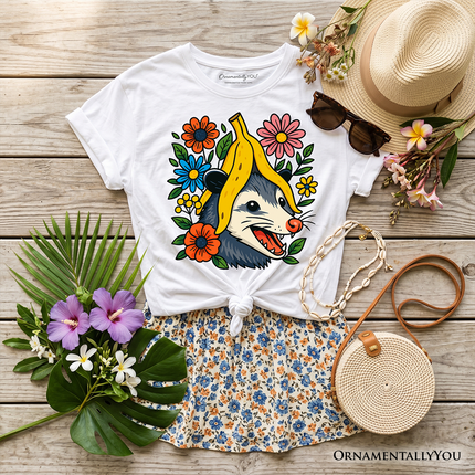 Banana Possum Floral Kids T-Shirt, Funny Animal Tee for Youth Girls - Dashing Nova