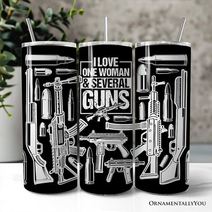 Patriotic 2nd Amendment 20oz Personalized Tumbler With Lid and Stainless Steel Straw, I Love One Woman and Guns Gift Cup