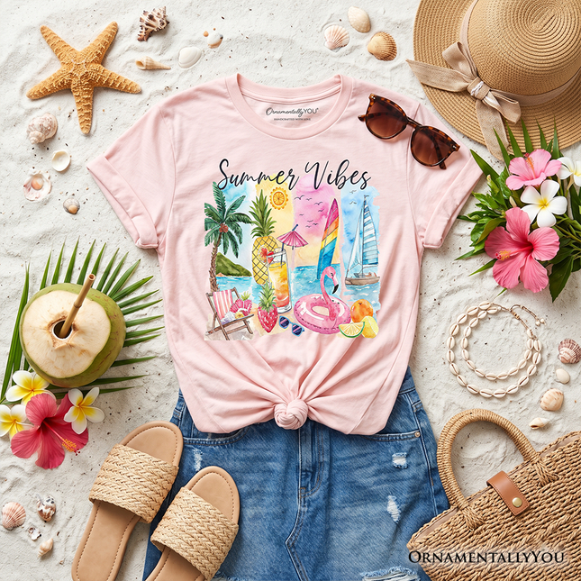 Kids Summer Vibes T-Shirt, Colorful Vacation Beach Tee for Youth - Dashing Nova