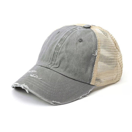 Distressed Messy Bun Hat Cap