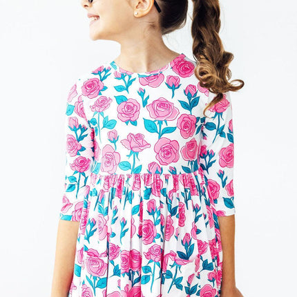 SALE Garden Glow 3/4 Sleeve Pocket Twirl Dress