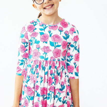 SALE Garden Glow 3/4 Sleeve Pocket Twirl Dress