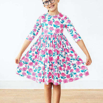 SALE Garden Glow 3/4 Sleeve Pocket Twirl Dress