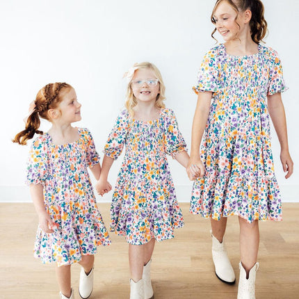 Garden Groove Smocked Ruffle Dress