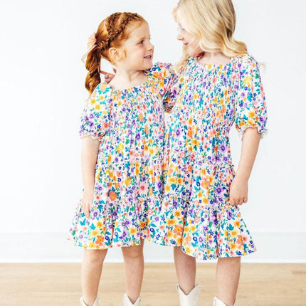 Garden Groove Smocked Ruffle Dress