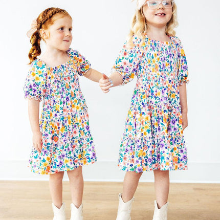 Garden Groove Smocked Ruffle Dress
