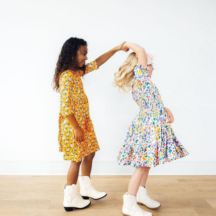 Garden Groove Smocked Ruffle Dress
