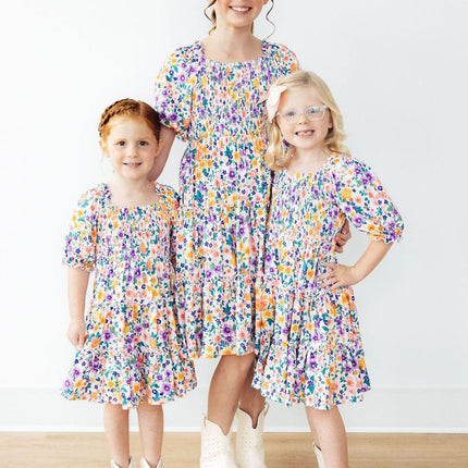 Garden Groove Smocked Ruffle Dress