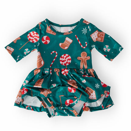 Gingerbread House 3/4 Sleeve Twirl Bodysuit