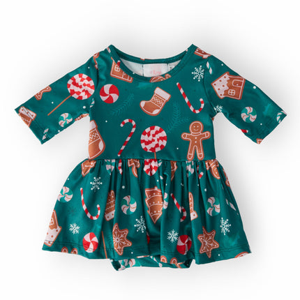 Gingerbread House 3/4 Sleeve Twirl Bodysuit