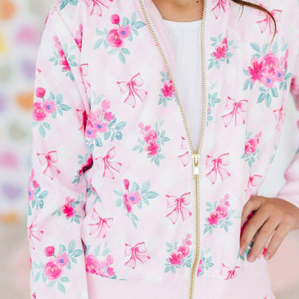 Gingham Bows Satin Jacket