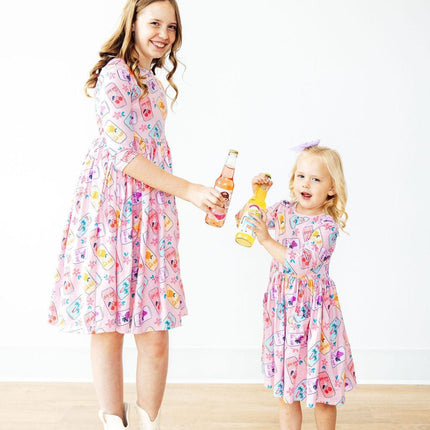 Girly Pop 3/4 Sleeve Pocket Twirl Dress