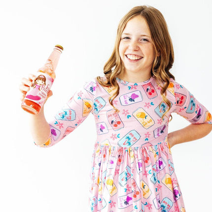 Girly Pop 3/4 Sleeve Pocket Twirl Dress