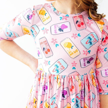 Girly Pop 3/4 Sleeve Pocket Twirl Dress