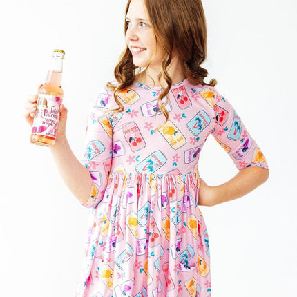 Girly Pop 3/4 Sleeve Pocket Twirl Dress