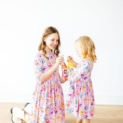 Girly Pop 3/4 Sleeve Pocket Twirl Dress