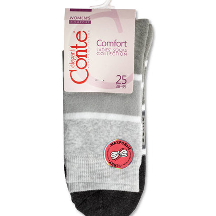 Conte Comfort #7S-47SP(212) - 1 pair Cotton Striped Terry Women's Socks