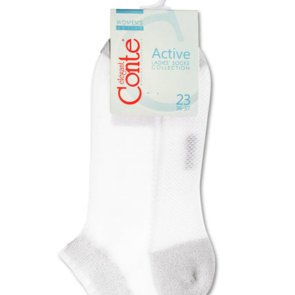 Conte Active #20S-27SP(229) - 1 pair Cotton Cropped Women's Socks (with Polyamide Sheer Mesh)