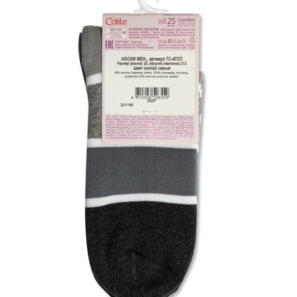 Conte Comfort #7S-47SP(212) - 1 pair Cotton Striped Terry Women's Socks