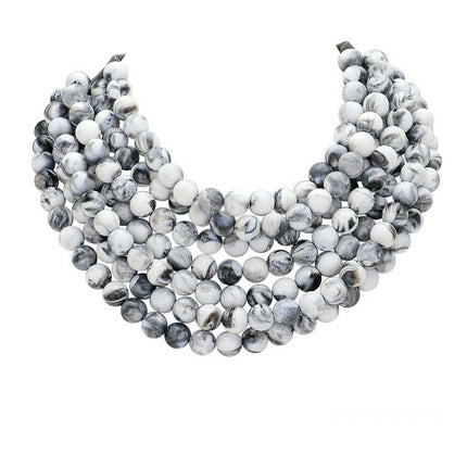 Women's Chunky Multi-Strand Beaded Statement Necklace with Magnetic Clasp
