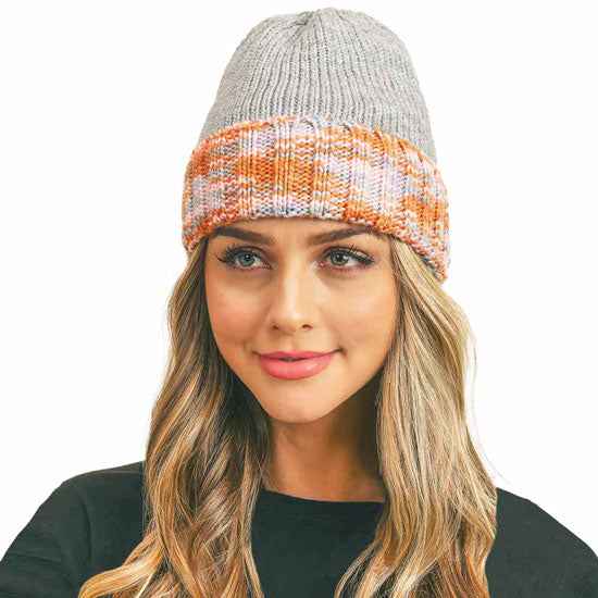Multi Color Band Fleece Beanie Hats