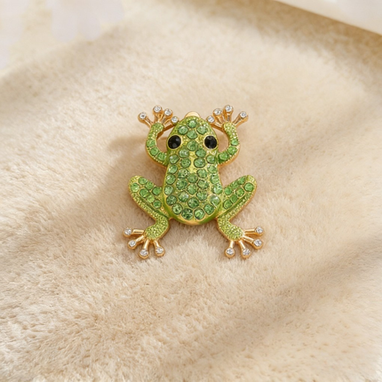 Trendy Frog Animal Earrings with Crystal & Pearl Accents