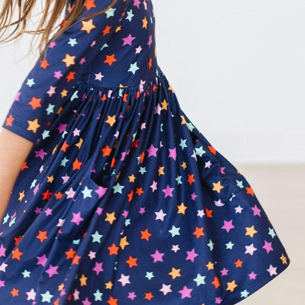 Halloween Stars 3/4 Sleeve Pocket Twirl Dress