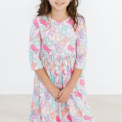 Hangin with my Peeps 3/4 Sleeve Pocket Twirl Dress