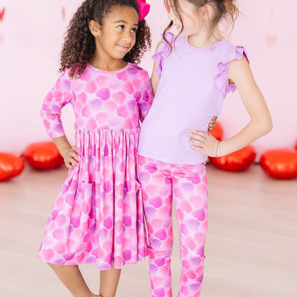 Happy Heart Day 3/4 Sleeve Pocket Twirl Dress