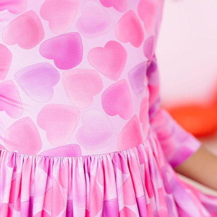 Happy Heart Day 3/4 Sleeve Pocket Twirl Dress