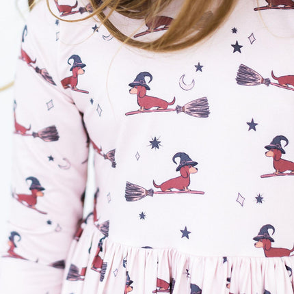 Happy Howl-oween 3/4 Sleeve Pocket Twirl Dress