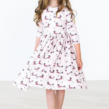 Happy Howl-oween 3/4 Sleeve Pocket Twirl Dress