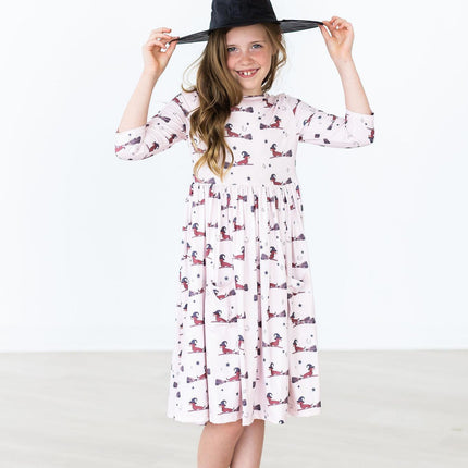Happy Howl-oween 3/4 Sleeve Pocket Twirl Dress