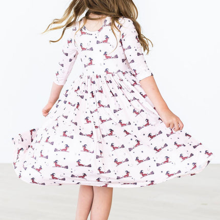 Happy Howl-oween 3/4 Sleeve Pocket Twirl Dress