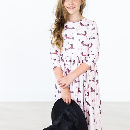 Happy Howl-oween 3/4 Sleeve Pocket Twirl Dress