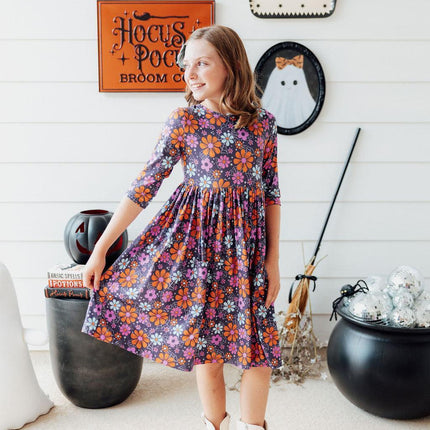 Haunted Garden 3/4 Sleeve Pocket Twirl Dress