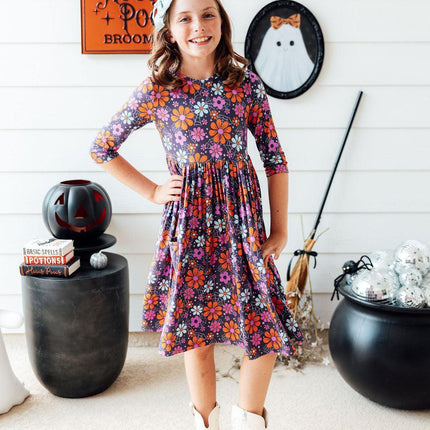 Haunted Garden 3/4 Sleeve Pocket Twirl Dress