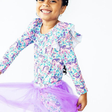 Head in the Clouds L/S Flutter Sleeve Leotard
