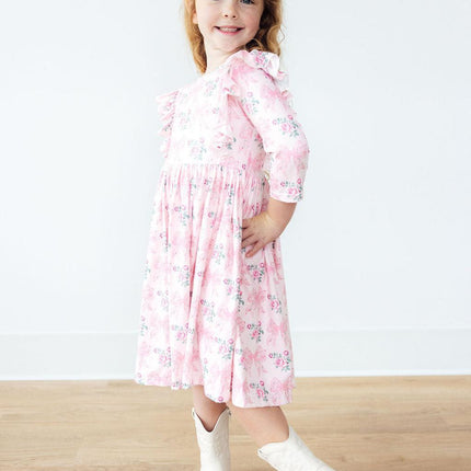 Heirloom Garden 3/4 Sleeve Ruffle Twirl Dress