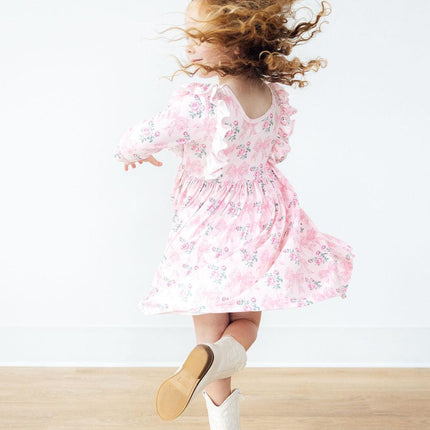 Heirloom Garden 3/4 Sleeve Ruffle Twirl Dress