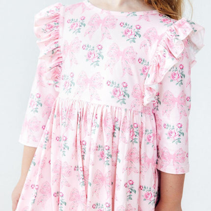 Heirloom Garden 3/4 Sleeve Ruffle Twirl Dress