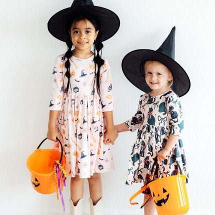Hey Boo 3/4 Sleeve Pocket Twirl Dress