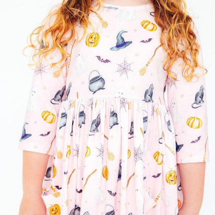 Hey Boo 3/4 Sleeve Pocket Twirl Dress