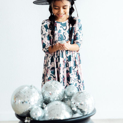Hocus Purr-cus 3/4 Sleeve Pocket Twirl Dress
