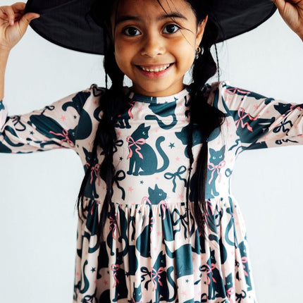 Hocus Purr-cus 3/4 Sleeve Pocket Twirl Dress