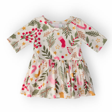 Holly Jolly Christmas 3/4 Sleeve Twirl Bodysuit